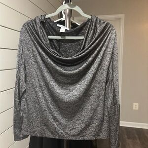 Gray Cowl Neck Long Sleeve Top